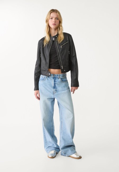Leather effect jacket with pockets